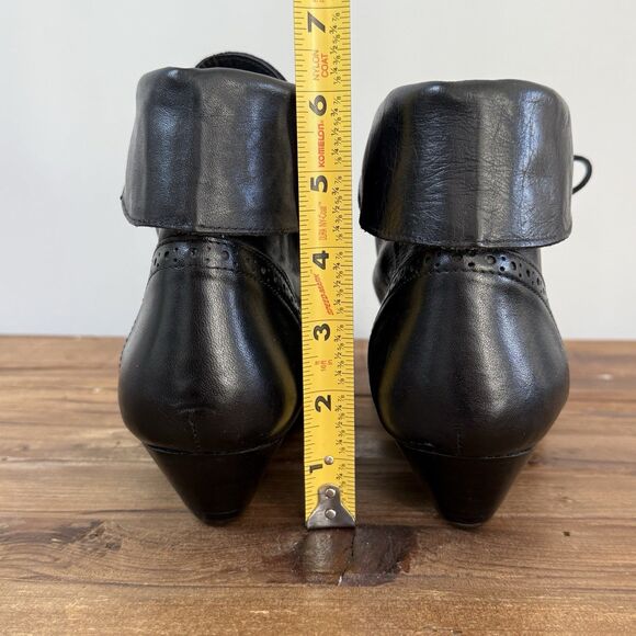 Leather Wingtip Ankle Bootie Women 9.5 Black Witchy Whimsigoth Victorian 90s Y2K - Picture 6 of 10